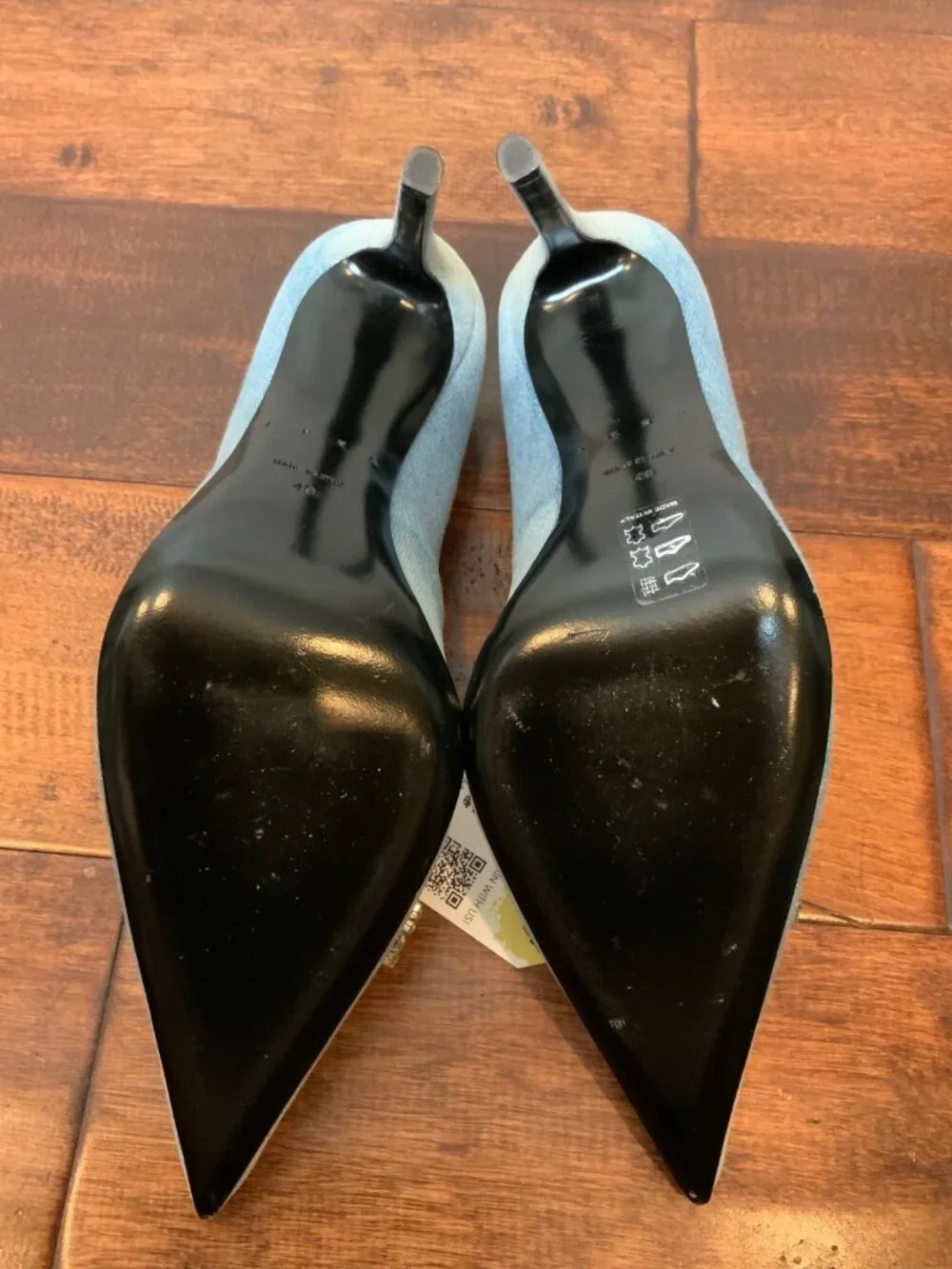 Area Blue Light Wash Denim Jewel Cutout Pumps Heels Size 10 | 40 $1,175